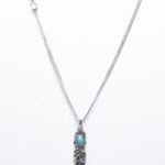 Stainless Steel Feather Necklace with Accent Resin Cabochon