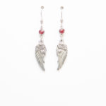 Feather with Rose Earrings