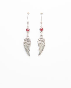 Feather with Rose Earrings