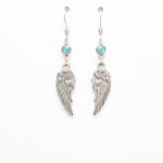Feather with Rose Earrings