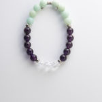 Gemstone Stretch Bracelet - Natural Amethyst, Amazonite, Quartz Crystal
