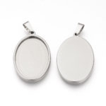 Stainless Steel Cabochon Setting 45x32.5x2mm, Tray 39.5x30mm