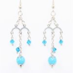 3 Tier Chandelier Earrings - Sponge Quartz, Austrian Crystals