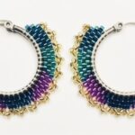 Beaded Hoop Earrings - blue, green, purple